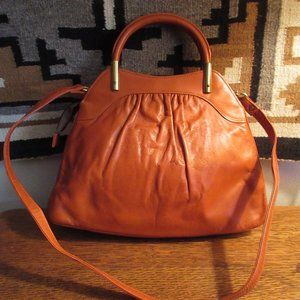Shouder Strap Pumpkin Hand Bag Leather Zipper Purse